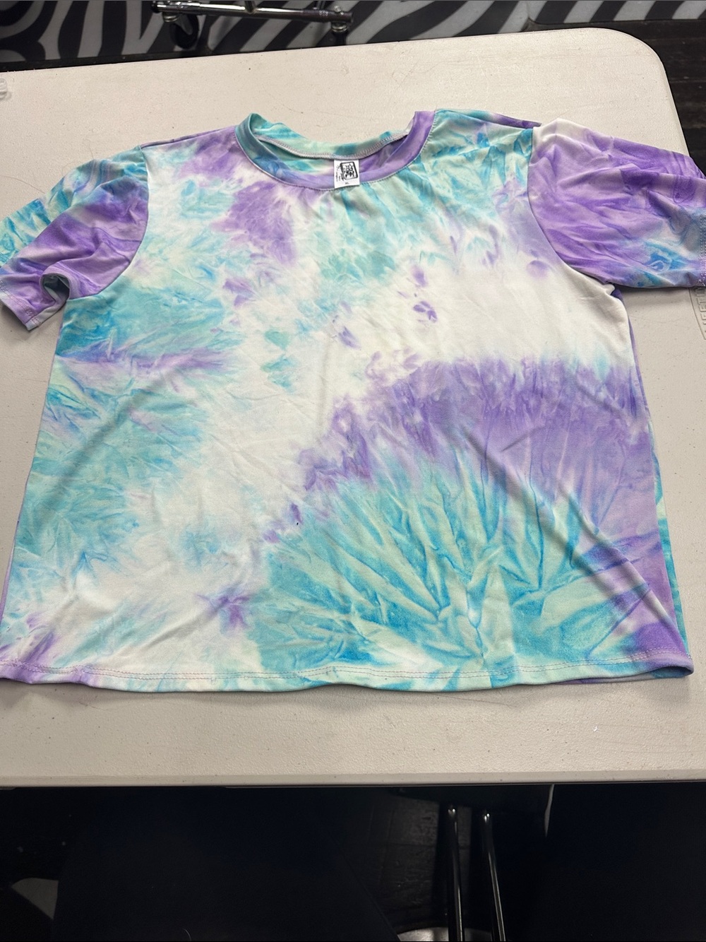 Erge Kids Tie-Dye Short Sleeve Tee - Purple, Aqua & White Girls XL (16)